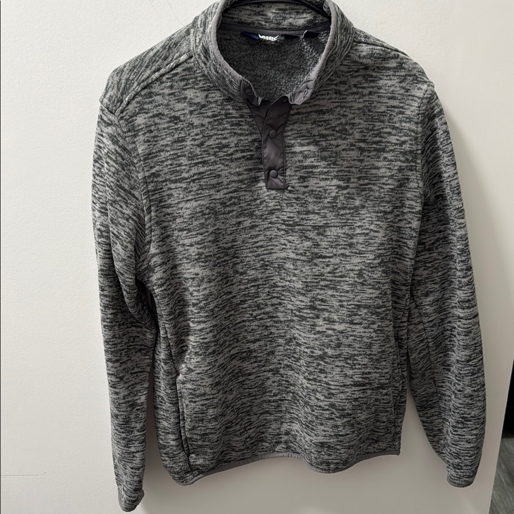 Lands' End Gray Zip Up Sweater with Mock Neck